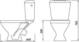 Унитаз компакт Универсал с бачком белый с декором кноп.ниж.п. ПА6